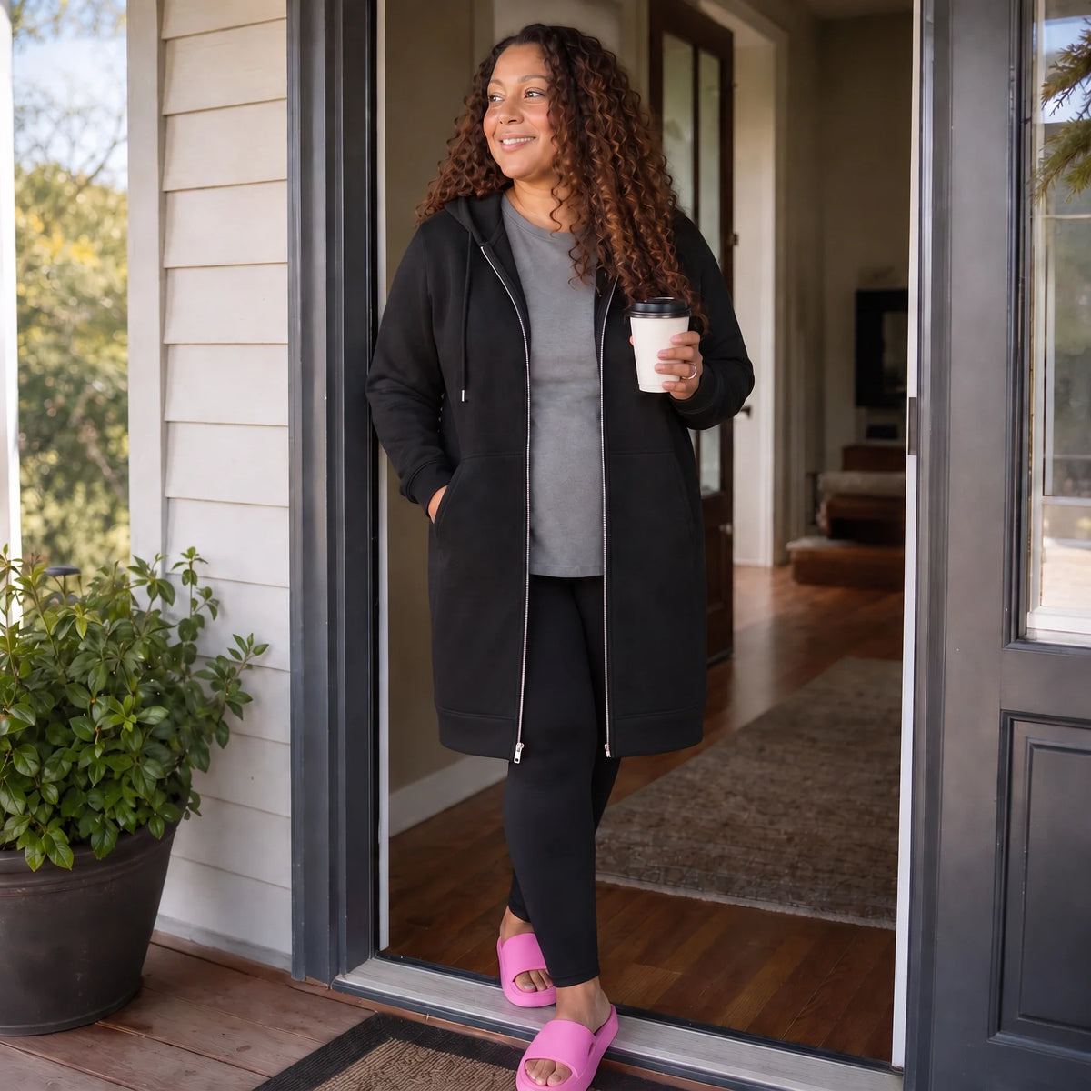 Women's Hoodie | Knee Length Fleece Lined Zip Up