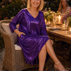 Women's Party Dress | Sequin V Neck Pocket Mini