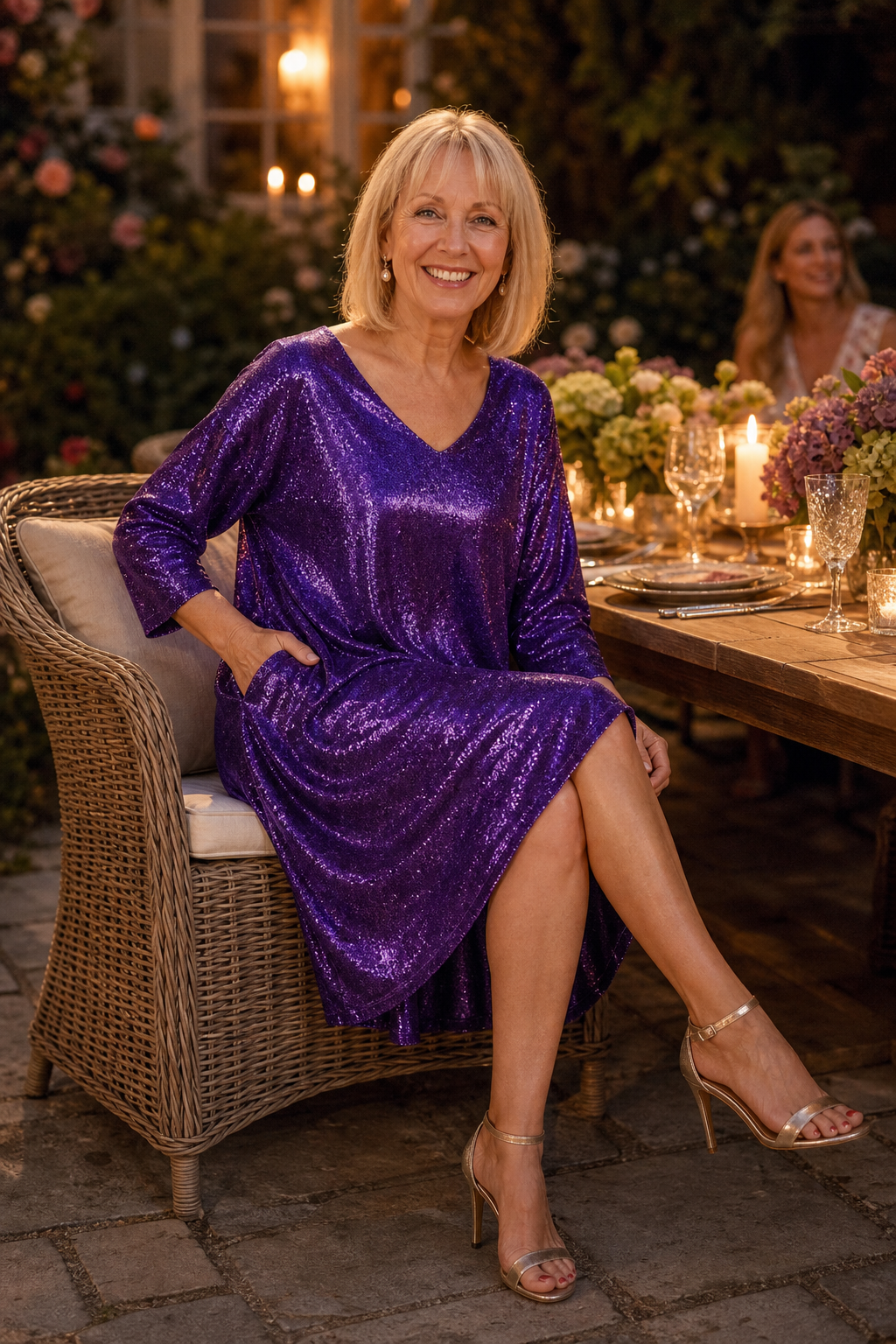 Women's Party Dress | Sequin V Neck Pocket Mini