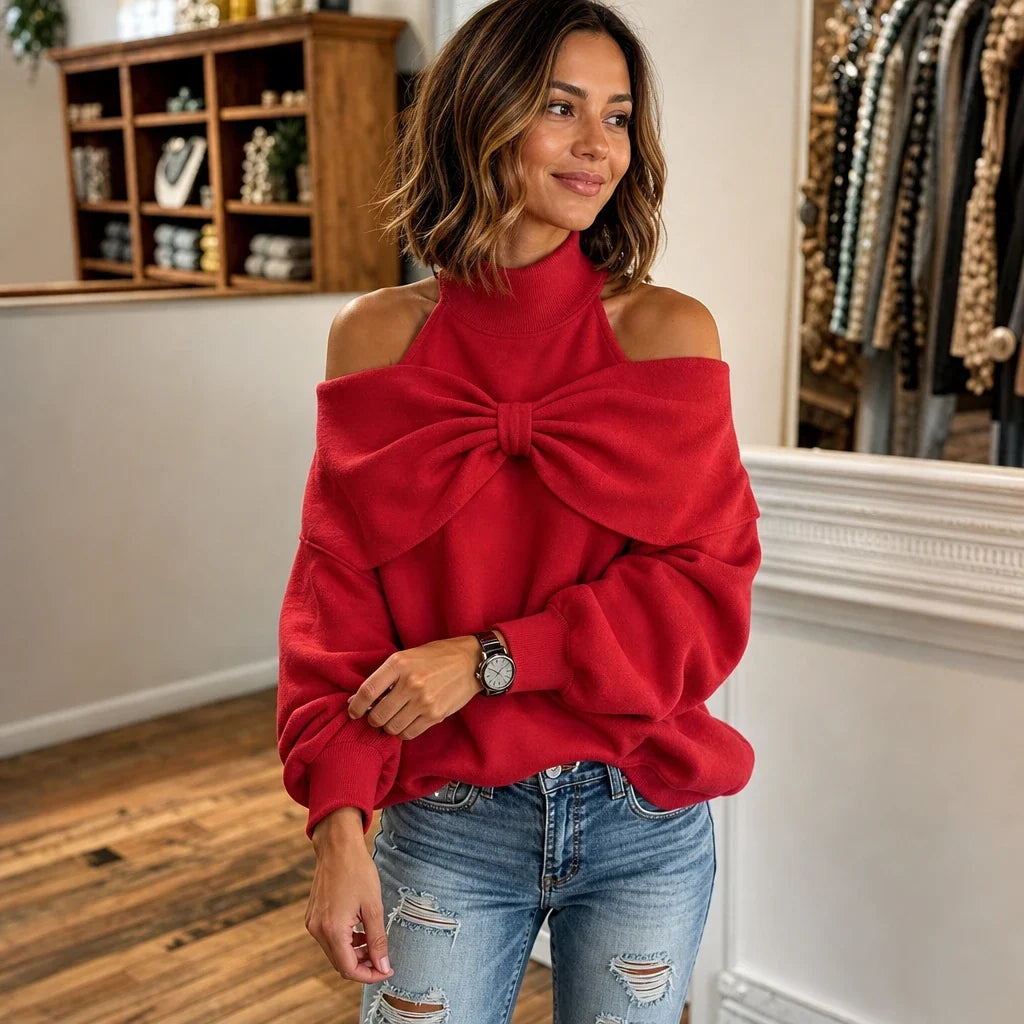 Women's Sweater | Oversized Bow Front Knit