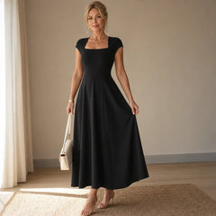 Women's Midi Dress | Square Neck Fitted Bodice A Line