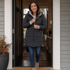 Women's Winter Coat | Long Quilted Hooded Puffer