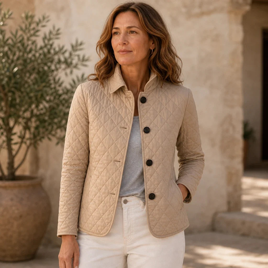 Women's Quilted Jacket | Button Front Padded Mid Season