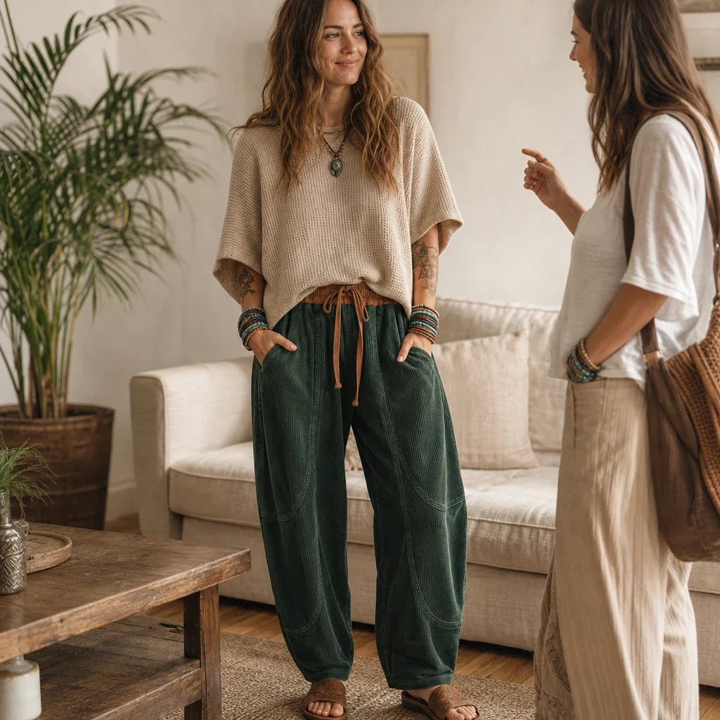 Women's Pants | Ribbed Corduroy Lantern Leg