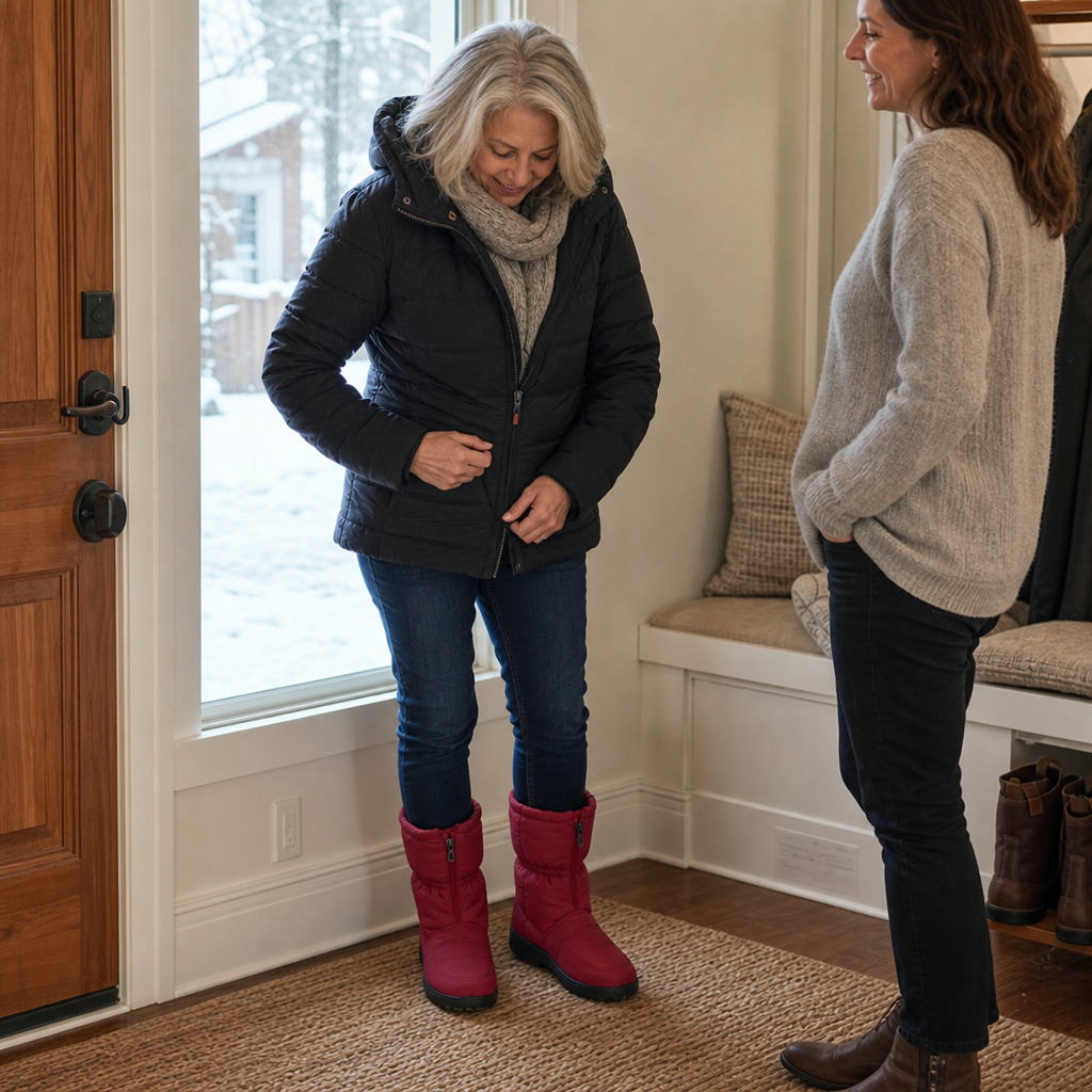Boots For Women | Quilted Zip Up Mid Calf Snow