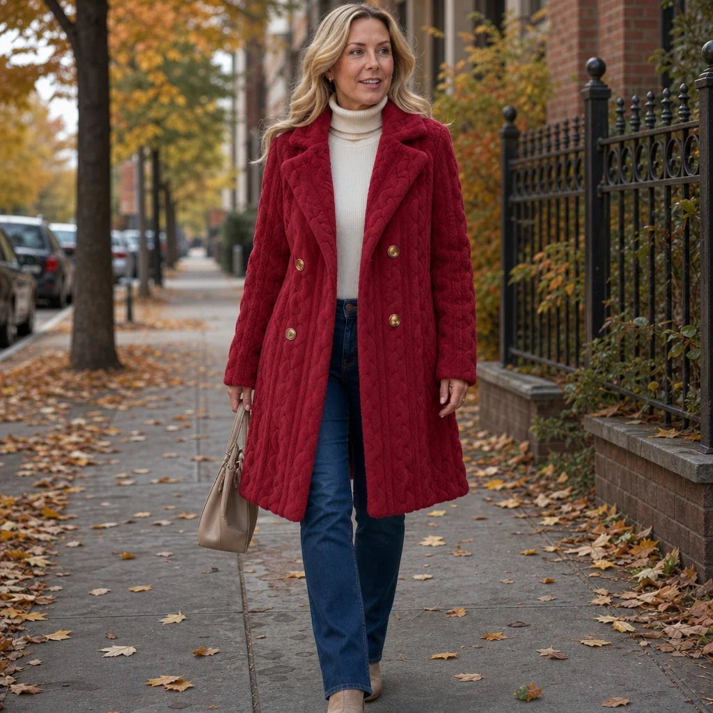 Women's Winter Coat | Textured Double Breasted