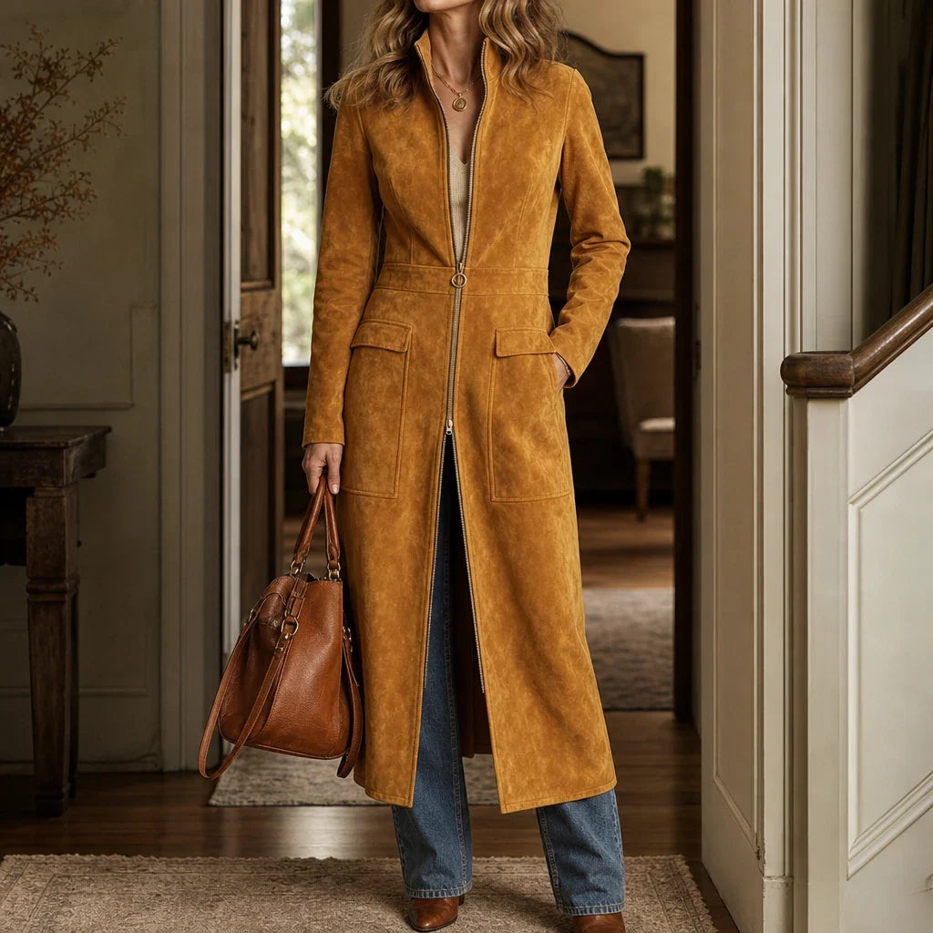 Women's Coat | Fitted Stand Collar Longline