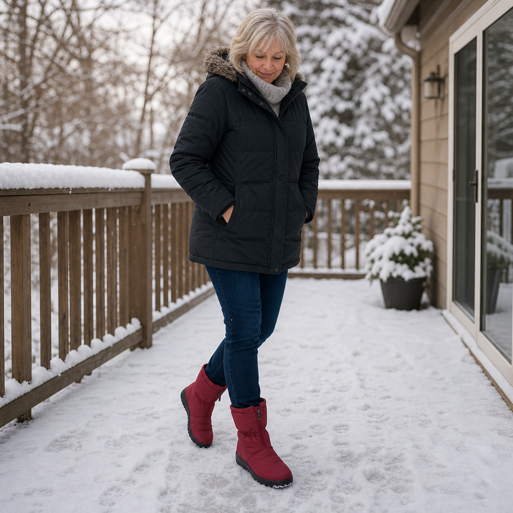 Boots For Women | Quilted Zip Up Mid Calf Snow