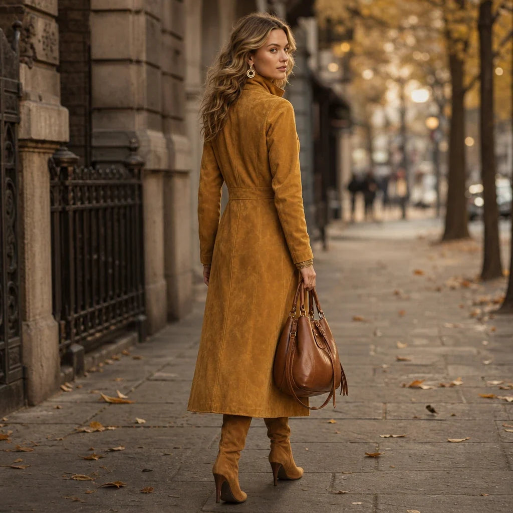 Women's Coat | Fitted Stand Collar Longline