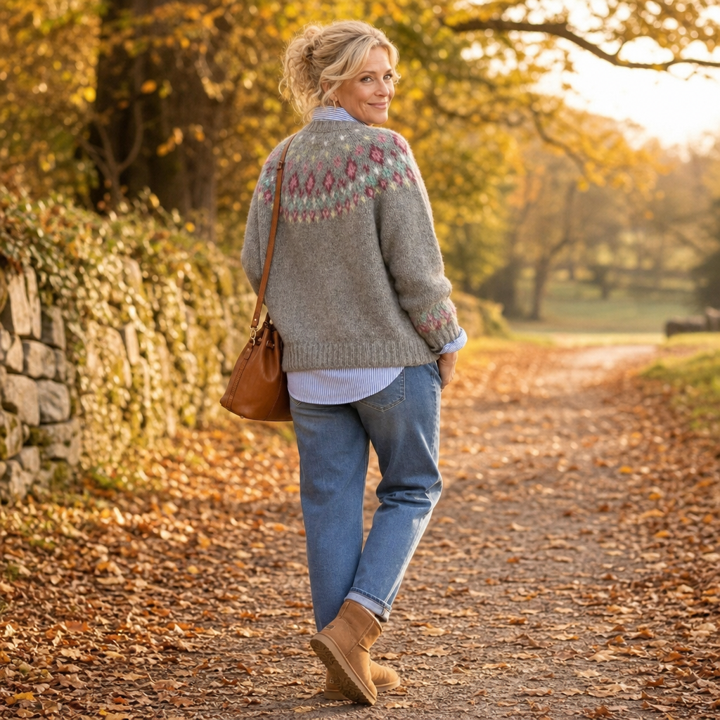 Women's Sweater | Fair Isle Yoke Crew Neck Pullover