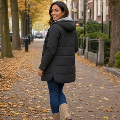 Women's Winter Coat | Long Quilted Hooded Puffer