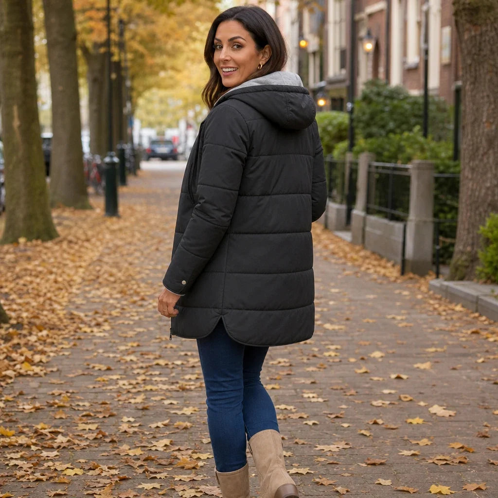 Women's Winter Coat | Long Quilted Hooded Puffer
