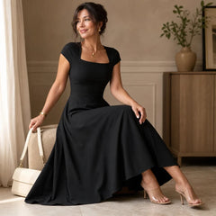 Women's Midi Dress | Square Neck Fitted Bodice A Line
