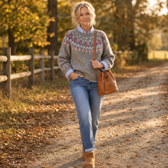 Women's Sweater | Fair Isle Yoke Crew Neck Pullover