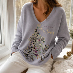 Women's Christmas Sweater | Tree Graphic Crew Neck