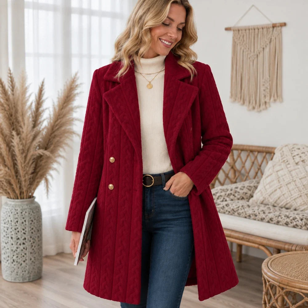 Women's Winter Coat | Textured Double Breasted