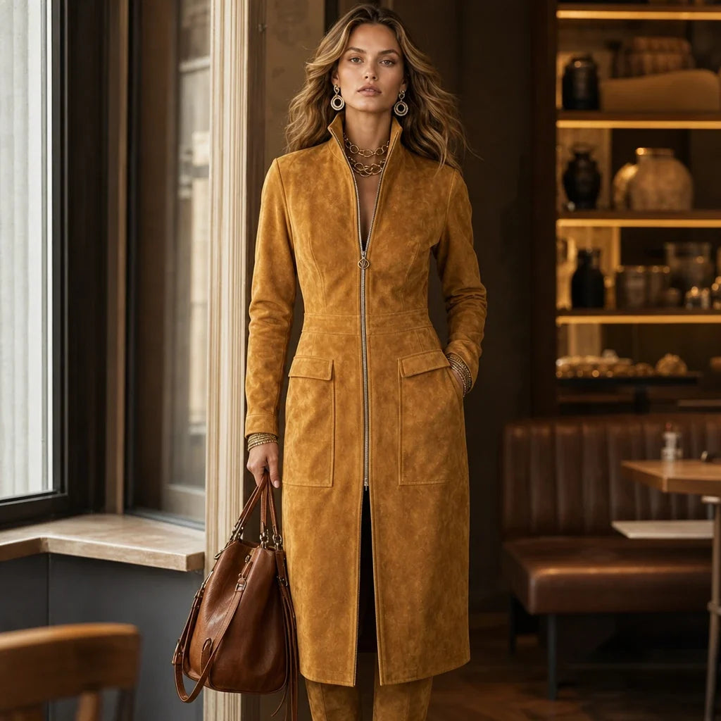 Women's Coat | Fitted Stand Collar Longline