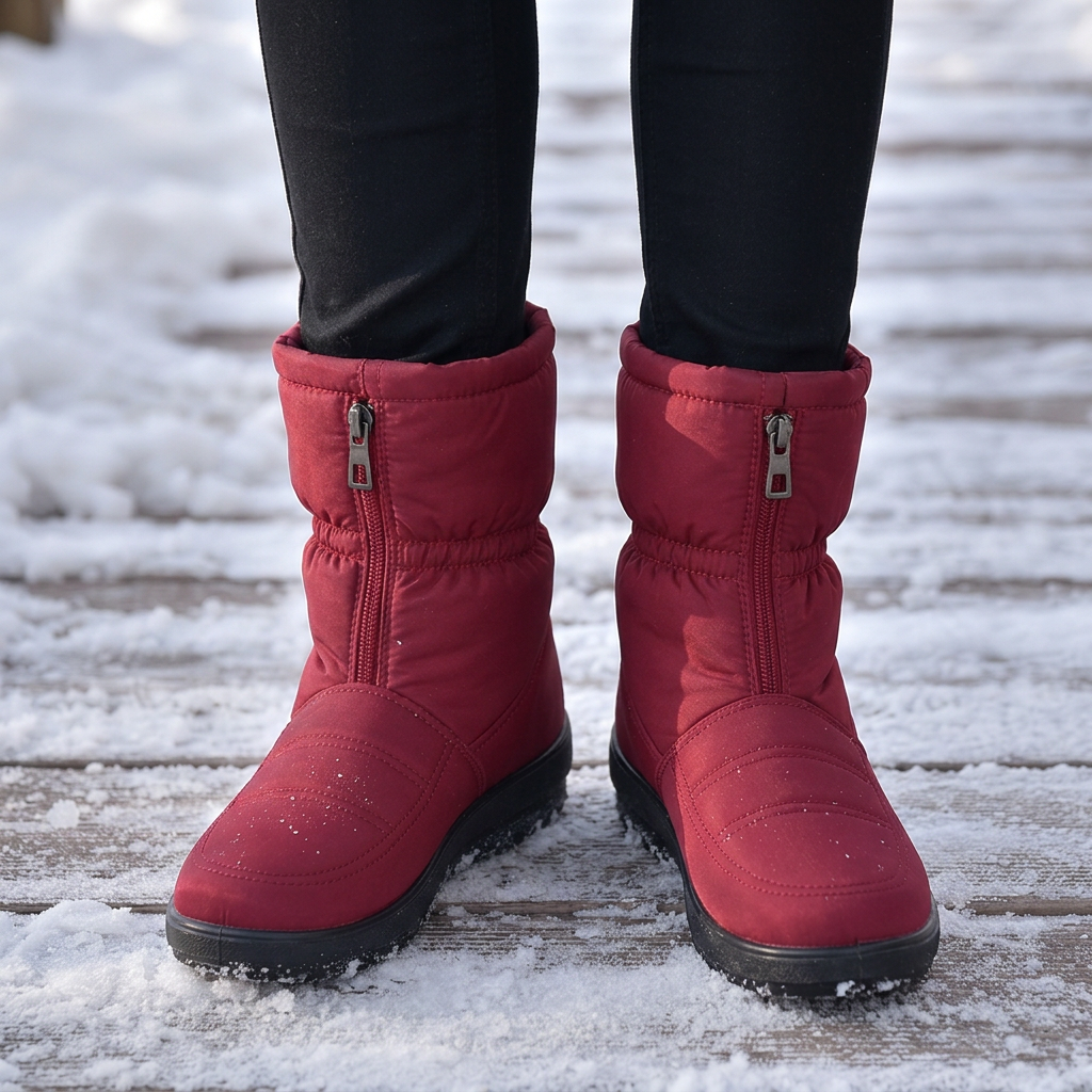 Boots For Women | Quilted Zip Up Mid Calf Snow
