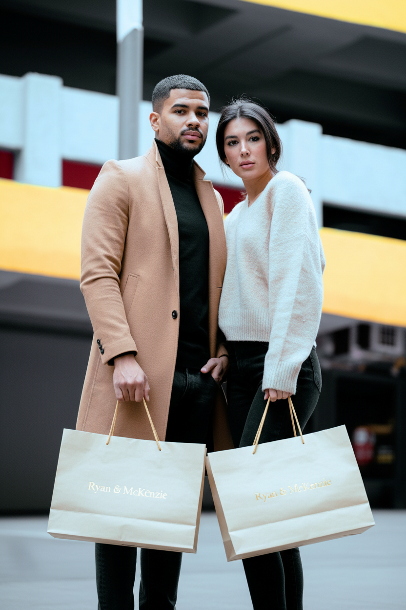 Ryan & McKenzie Couple with Branded Bag