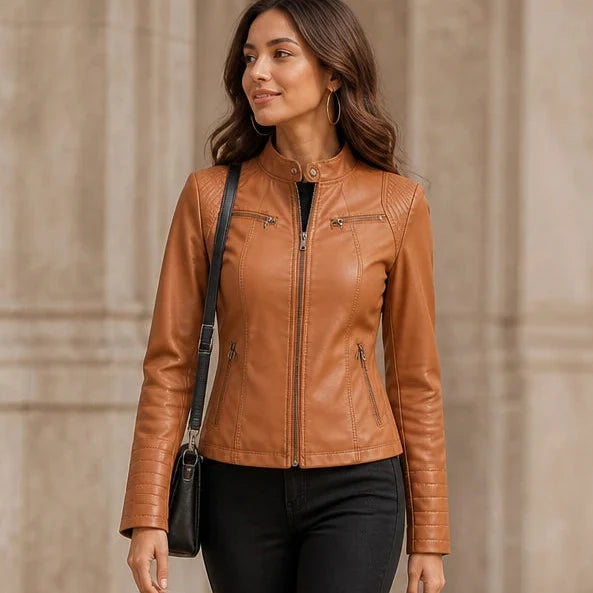 Women's Leather Jacket | Cropped Faux Leather Biker