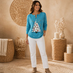 Women's Christmas Sweater | Textured Tree Henley