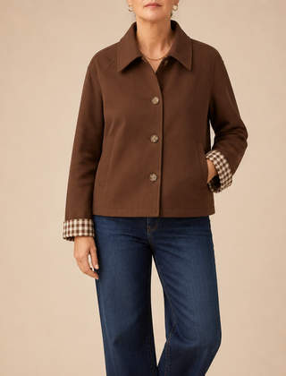 Women's Coat | Tartan Plaid Raglan Sleeve