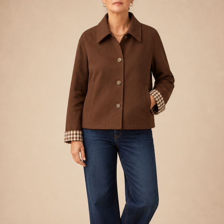 Women's Coat | Tartan Plaid Raglan Sleeve