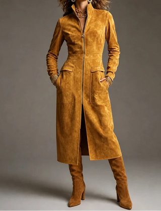 Women's Coat | Fitted Stand Collar Longline