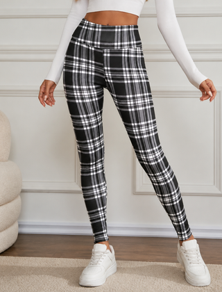 Women's Leggings | Plaid Thermal Brushed High Waist