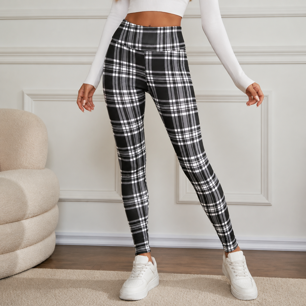 Women's Leggings | Plaid Thermal Brushed High Waist