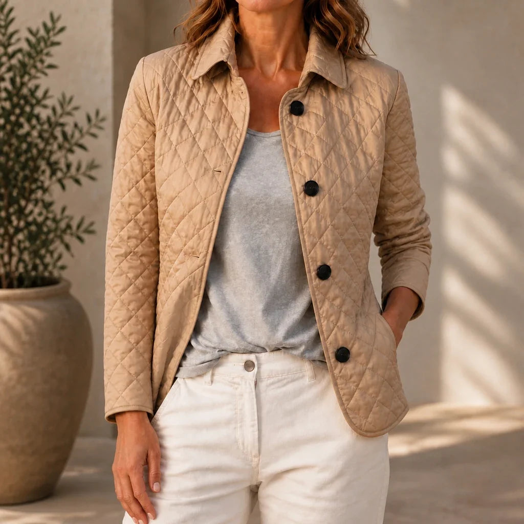 Women's Quilted Jacket | Button Front Padded Mid Season