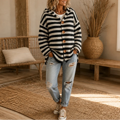 Women's Cardigan | Striped Hooded Knit