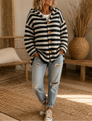 Women's Cardigan | Striped Hooded Knit
