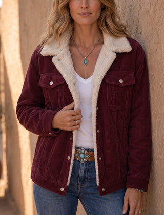 Women's Corduroy Jacket | Sherpa Lined Button Front