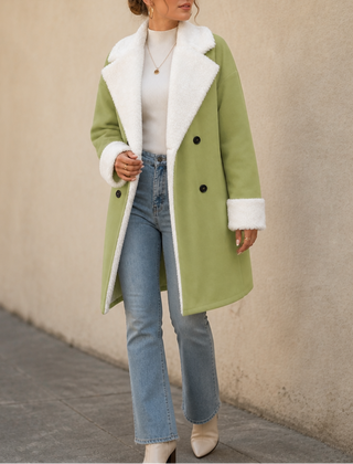 Women's Wool Coat | Plush Trim Button Front
