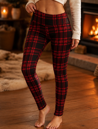 Women's Leggings | Plaid Thermal Brushed High Waist