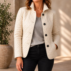 Women's Quilted Jacket | Button Front Padded Mid Season