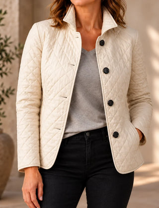 Women's Quilted Jacket | Button Front Padded Mid Season