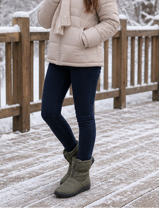Boots For Women | Quilted Zip Up Mid Calf Snow