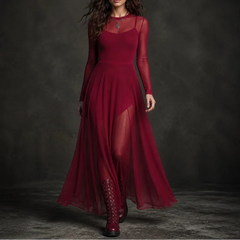 Women's Evening Dress | Tulle Patchwork Maxi