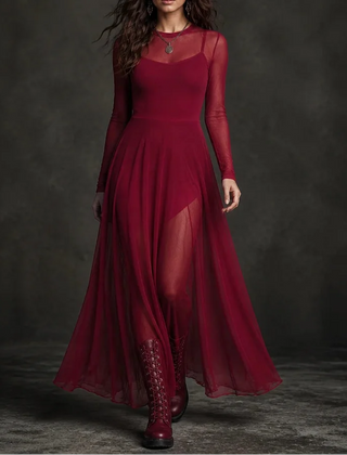 Women's Evening Dress | Tulle Patchwork Maxi