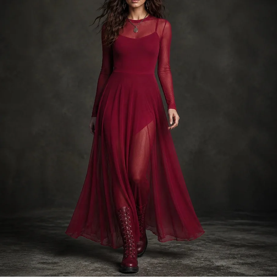 Women's Evening Dress | Tulle Patchwork Maxi