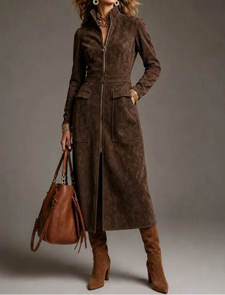 Women's Coat | Fitted Stand Collar Longline