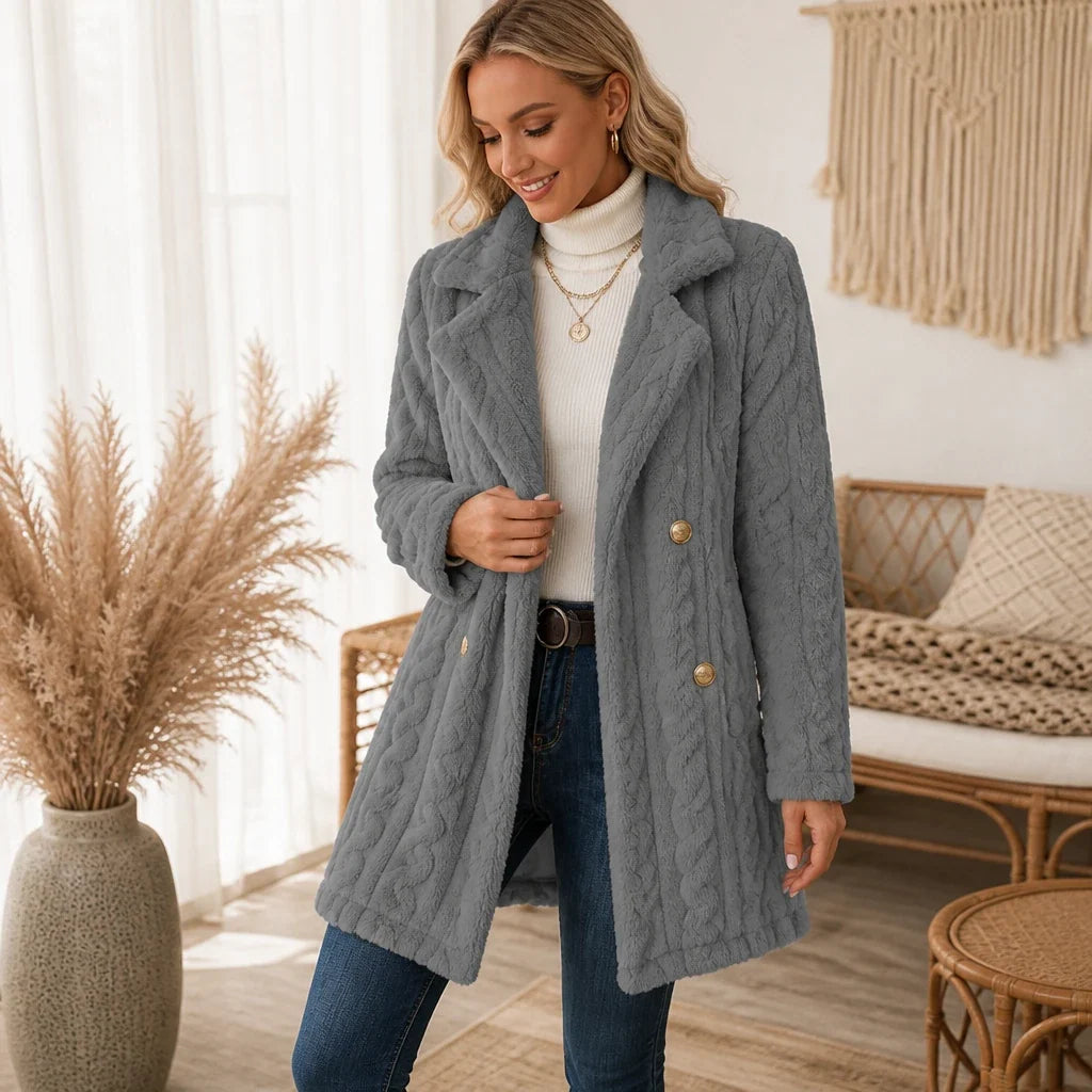 Women's Winter Coat | Textured Double Breasted