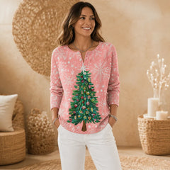 Women's Christmas Sweater | Textured Tree Henley