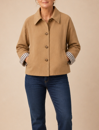Women's Coat | Tartan Plaid Raglan Sleeve