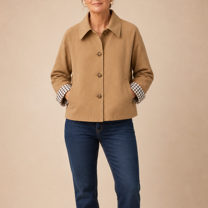 Women's Coat | Tartan Plaid Raglan Sleeve