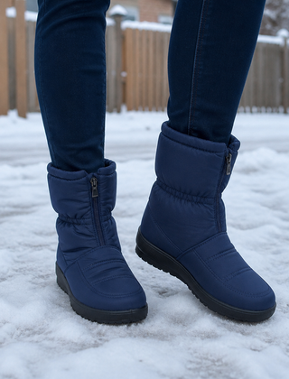 Boots For Women | Quilted Zip Up Mid Calf Snow