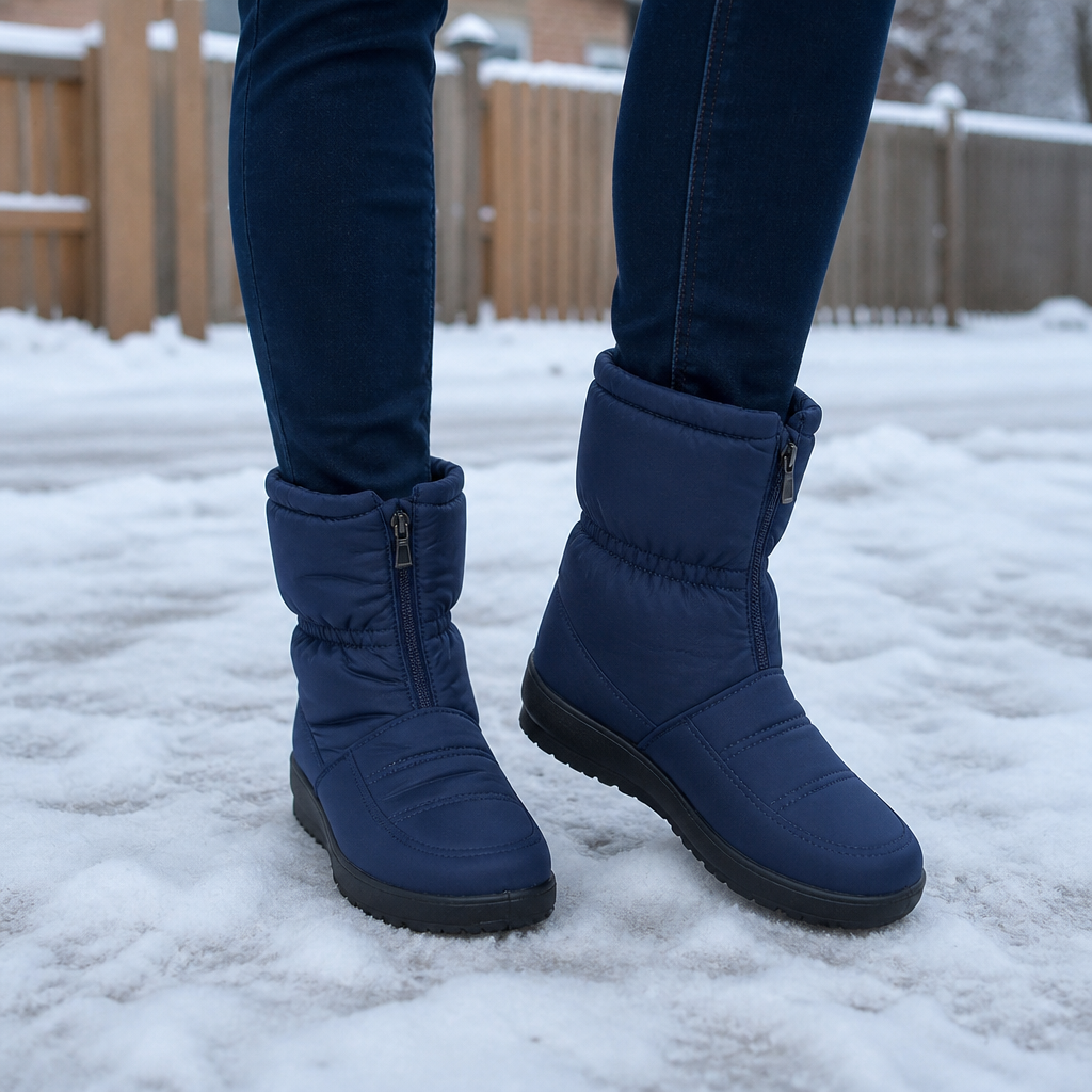 Boots For Women | Quilted Zip Up Mid Calf Snow