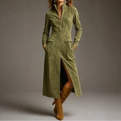 Women's Coat | Fitted Stand Collar Longline